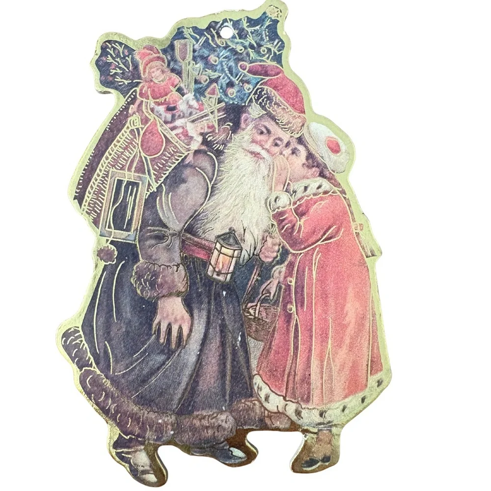 Vintage: Old World‎ Victorian Santa Die Cut Cardboard Ornaments